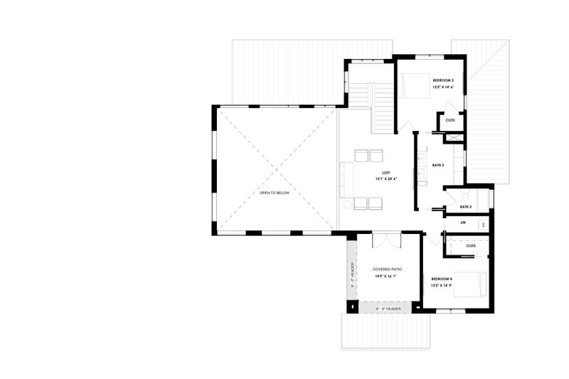 Dream House Plan - Floor Plan - Upper Floor for Modern House Plan #1129-32 - 4 bed, 3.5 bath