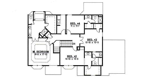 Traditional Floor Plan - Upper Floor Plan #67-821