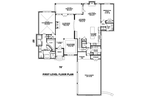 Floor Plan - Main Floor for European House Plan #81-1290 - 3 bed, 4 bath