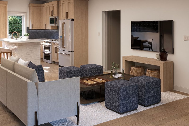 House Design - Interior - Family Room 1 for Craftsman House Plan #455-362 - 5 bed, 2 bath