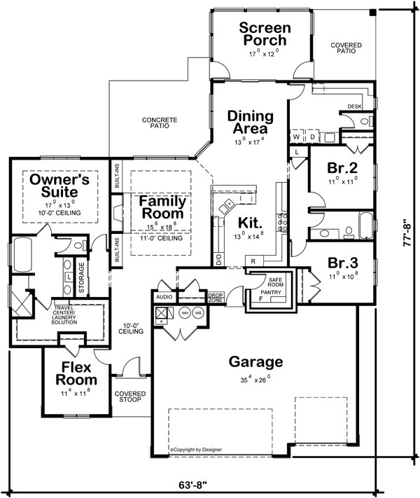 House Blueprint - Craftsman Floor Plan - Main Floor Plan #20-2578