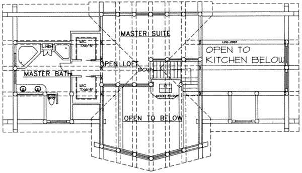 House Design - Log Floor Plan - Upper Floor Plan #117-128