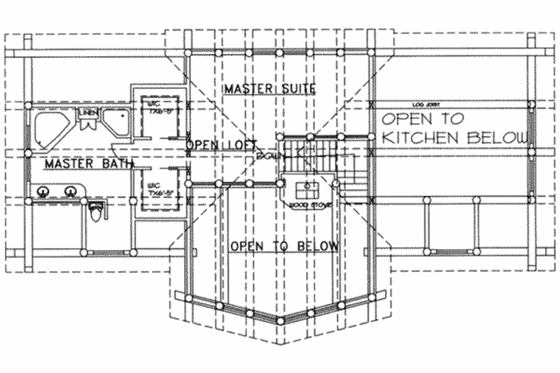 Dream House Plan - Floor Plan - Upper Floor for Log House Plan #117-128 - 3 bed, 2 bath