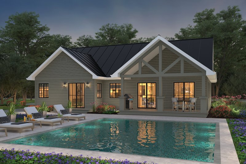 Home Plan - Exterior - Rear Elevation 3 for Ranch House Plan #427-11 - 3 bed, 2 bath