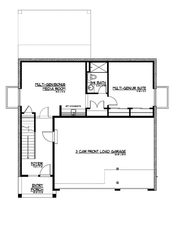 Architectural House Design - Traditional Floor Plan - Lower Floor Plan #569-99