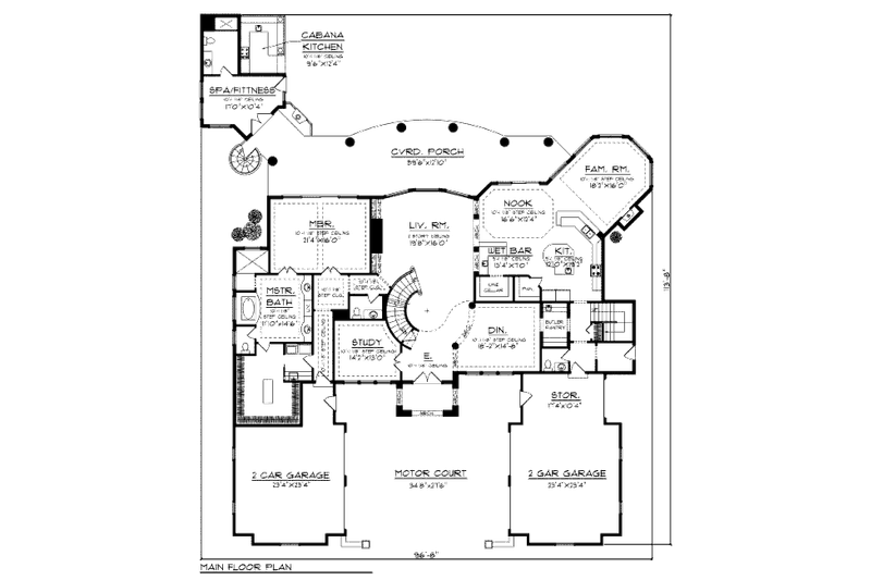 Home Plan - Floor Plan - Main Floor for Mediterranean House Plan #70-962 - 4 bed, 7.5 bath