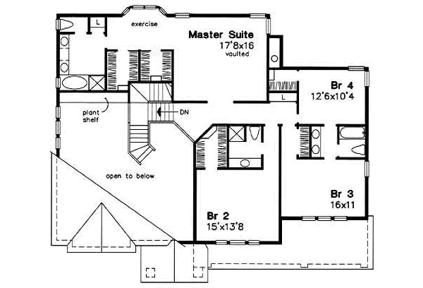 Traditional Floor Plan - Upper Floor Plan #50-159