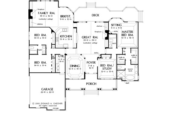 Floor Plan - Main Floor for Country House Plan #929-13 - 4 bed, 3 bath