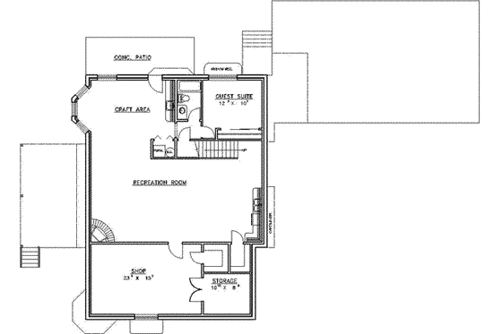 Floor Plan - Lower Floor for Modern House Plan #117-430 - 5 bed, 4.5 bath