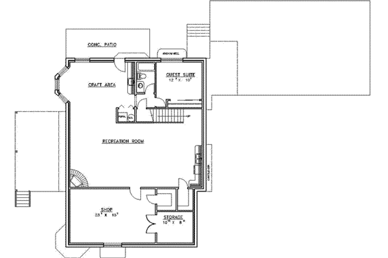 Dream House Plan - Floor Plan - Lower Floor for Modern House Plan #117-430 - 5 bed, 4.5 bath