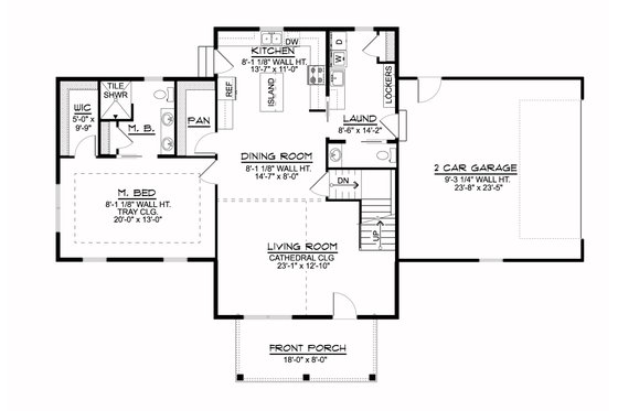 Floor Plan - Main Floor for Country House Plan #1064-114 - 3 bed, 2.5 bath