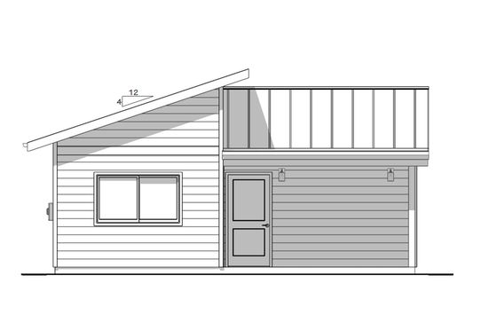 Exterior - Rear Elevation 1 for Modern House Plan #1099-17 - 1 bed, 1 bath
