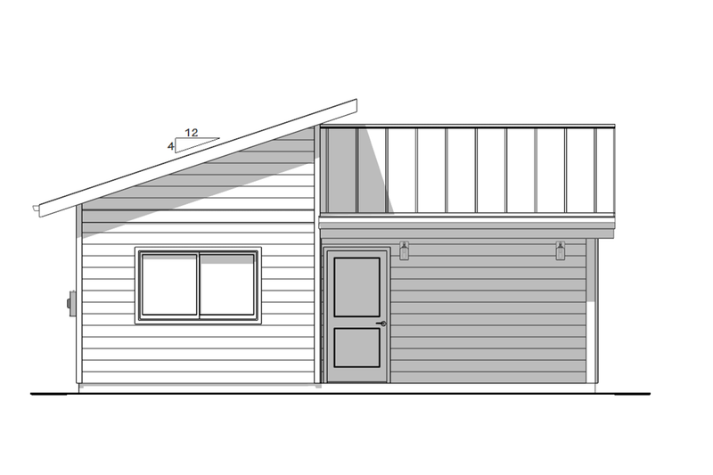 Dream House Plan - Exterior - Rear Elevation 1 for Modern House Plan #1099-17 - 1 bed, 1 bath