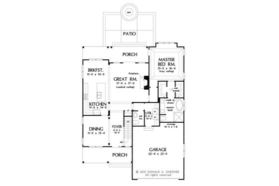 Floor Plan - Main Floor for Farmhouse House Plan #929-1136 - 3 bed, 3.5 bath