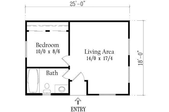 Floor Plan - Main Floor for Adobe / Southwestern House Plan #1-157 - 1 bed, 1 bath