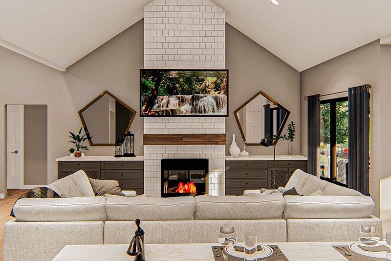 House Design - Interior - Family Room for Farmhouse House Plan #455-303 - 3 bed, 2.5 bath