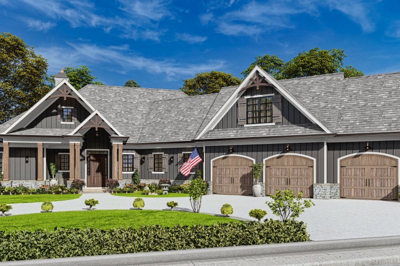 Architectural House Design - Exterior - Front Elevation 3 for Craftsman House Plan #54-435 - 3 bed, 2.5 bath