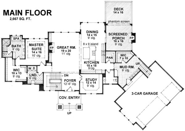 Craftsman Floor Plan - Main Floor Plan #51-581