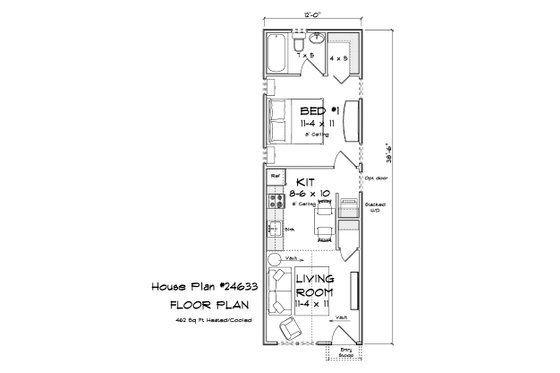 Floor Plan - Main Floor for Cottage House Plan #513-2426 - 1 bed, 1 bath