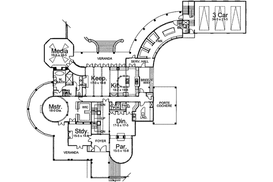 Floor Plan - Main Floor for Victorian House Plan #119-175 - 4 bed, 5.5 bath