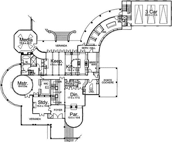Architectural House Design - Victorian Floor Plan - Main Floor Plan #119-175