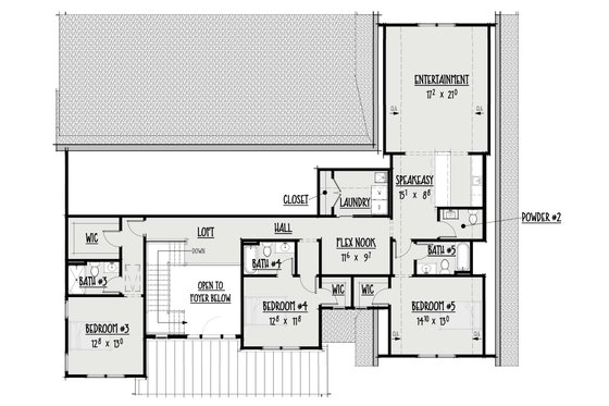 Floor Plan - Upper Floor for Farmhouse House Plan #1088-8 - 5 bed, 5.5 bath