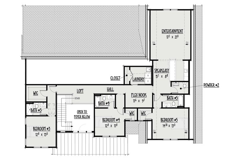 House Blueprint - Floor Plan - Upper Floor for Farmhouse House Plan #1088-8 - 5 bed, 5.5 bath