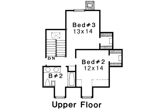 Floor Plan - Upper Floor for European House Plan #310-179 - 3 bed, 2.5 bath