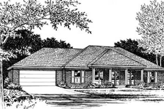Exterior - Front Elevation for Ranch House Plan #15-110 - 3 bed, 2 bath
