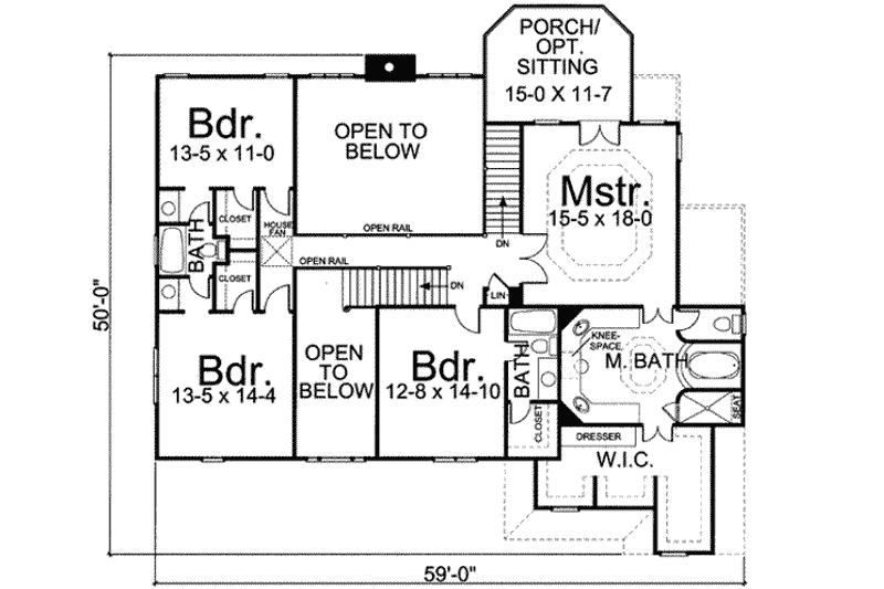 Home Plan - Floor Plan - Upper Floor for European House Plan #119-154 - 5 bed, 4.5 bath