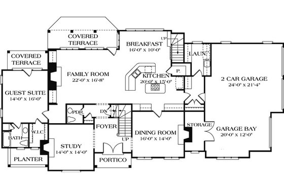 Floor Plan - Main Floor for European House Plan #453-15 - 4 bed, 5.5 bath