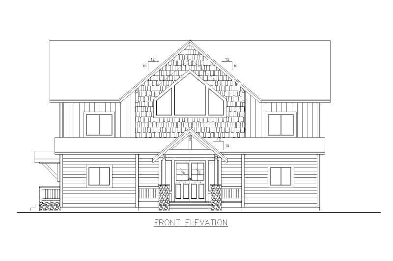 House Blueprint - Exterior - Front Elevation 3 for Farmhouse House Plan #117-955 - 3 bed, 3.5 bath
