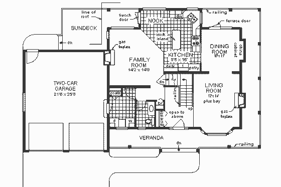 Floor Plan - Main Floor for Country House Plan #18-261 - 3 bed, 2.5 bath