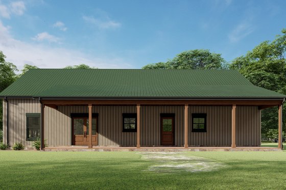 Exterior - Rear Elevation for Farmhouse House Plan #1092-67 - 3 bed, 2 bath