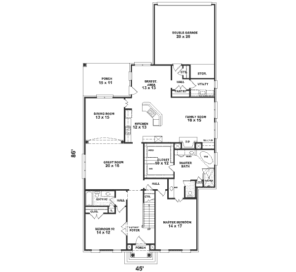 Colonial Floor Plan - Main Floor Plan #81-364