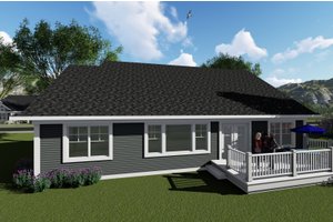 Exterior - Rear Elevation for Ranch House Plan #70-1414 - 3 bed, 2 bath