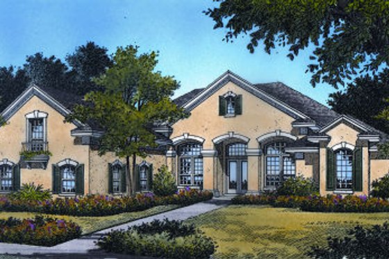 Exterior - Front Elevation for Mediterranean House Plan #417-317 - 4 bed, 4 bath