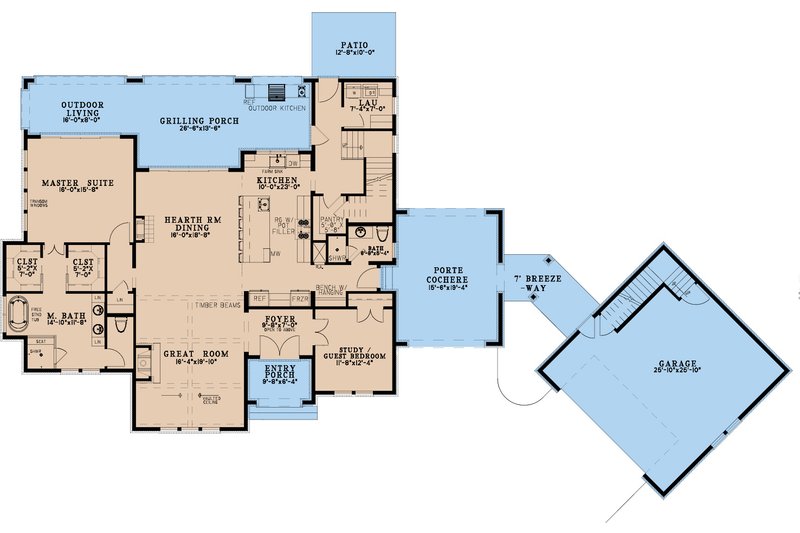 House Plan Design - Floor Plan - Main Floor for European House Plan #923-338 - 4 bed, 4 bath