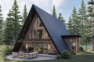 Cabin Exterior - Front Elevation Plan #455-297