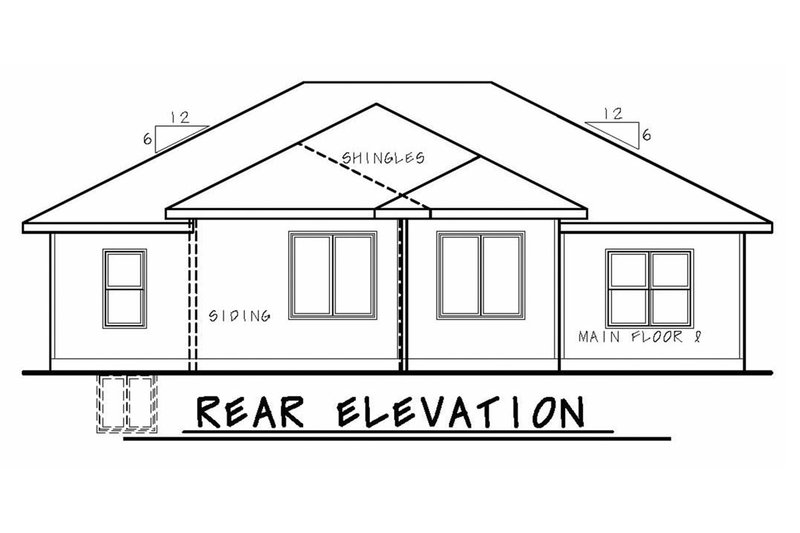 Architectural House Design - Exterior - Rear Elevation for Ranch House Plan #20-2322 - 3 bed, 2 bath