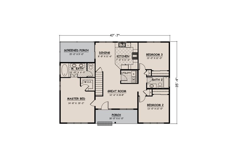 Home Plan - Floor Plan - Main Floor 1 for Ranch House Plan #1082-6 - 3 bed, 2 bath