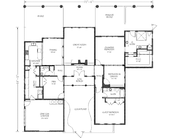 Adobe / Southwestern Floor Plan - Main Floor Plan #24-259