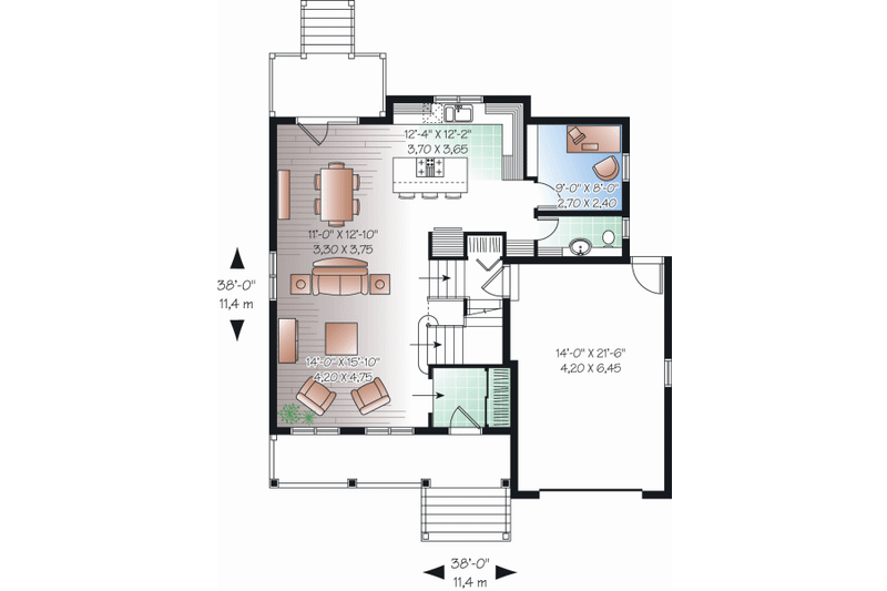 Home Plan - Floor Plan - Main Floor for Country House Plan #23-2233 - 3 bed, 2 bath