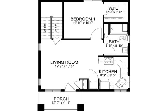Floor Plan - Main Floor for Bungalow House Plan #126-270 - 2 bed, 2 bath