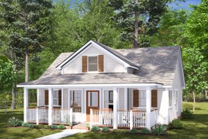 Exterior - Front Elevation for Cottage House Plan #513-2273 - 2 bed, 2 bath