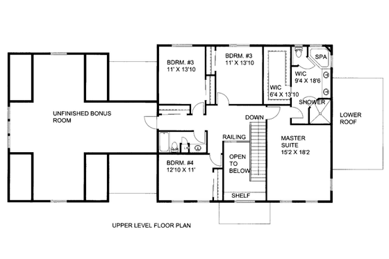 Floor Plan - Upper Floor for Traditional House Plan #117-795 - 4 bed, 2.5 bath