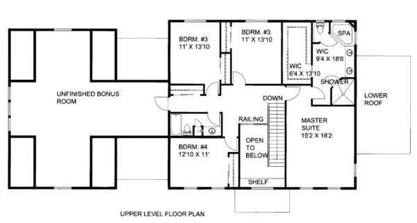 Traditional Floor Plan - Upper Floor Plan #117-795