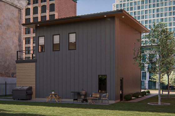 Exterior - Rear Elevation 1 for Modern House Plan #455-336 - 1 bed, 1.5 bath