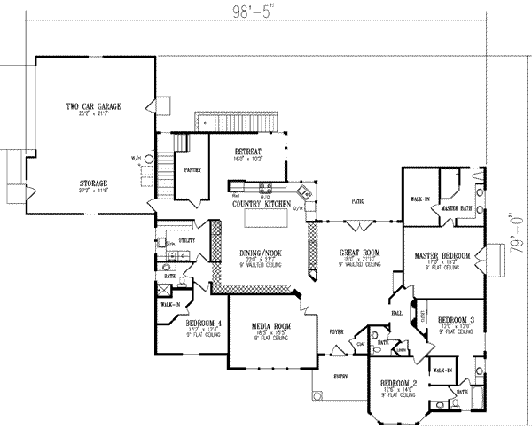 Adobe / Southwestern Floor Plan - Main Floor Plan #1-803