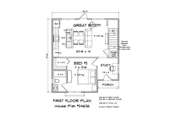 Floor Plan - Main Floor for Cottage House Plan #513-2419 - 3 bed, 3 bath